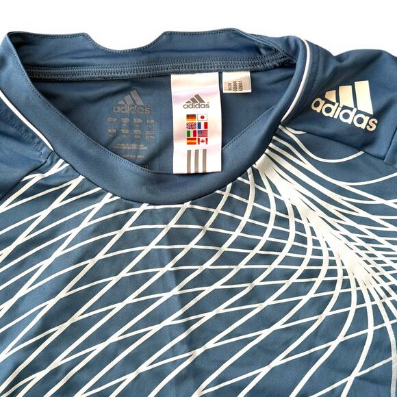 Adidas Practice Jersey Mens XL Tennis Soccer Blue Geometric Pattern - Picture 2 of 3